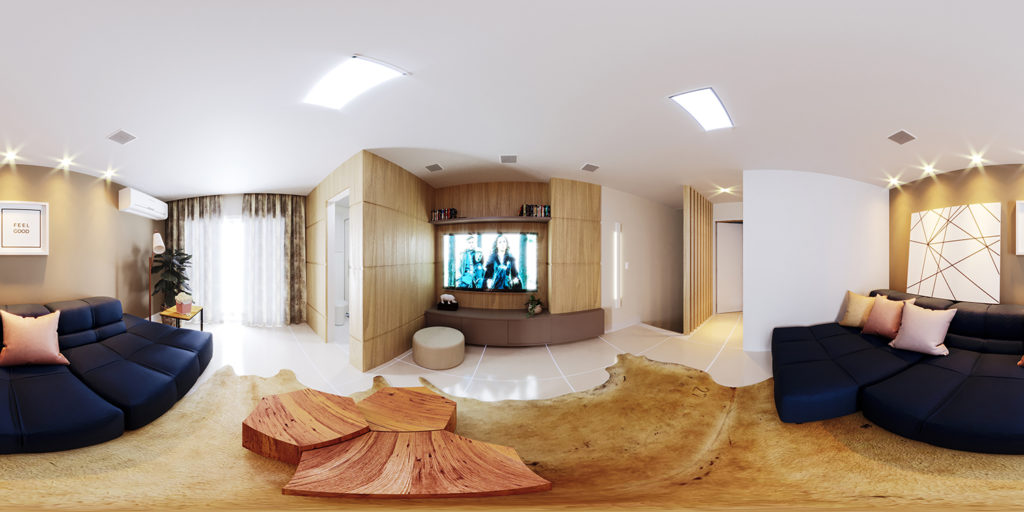 3d sala decorada em 360 graus